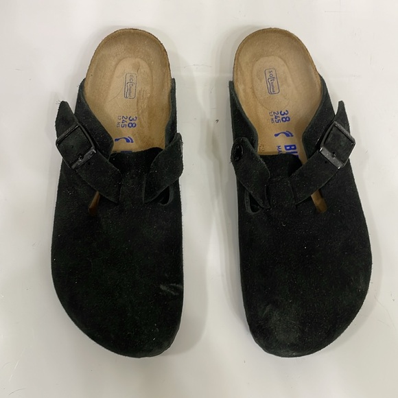 Birkenstock Black Boston Suede Mules Clogs - Picture 3 of 12
